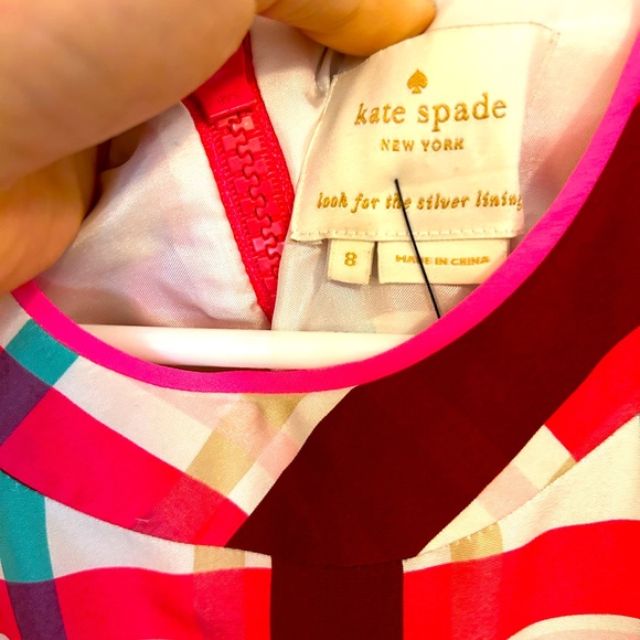 Kate Spade plaid silk fit and flare dress | size 8 - Picture 3 of 4